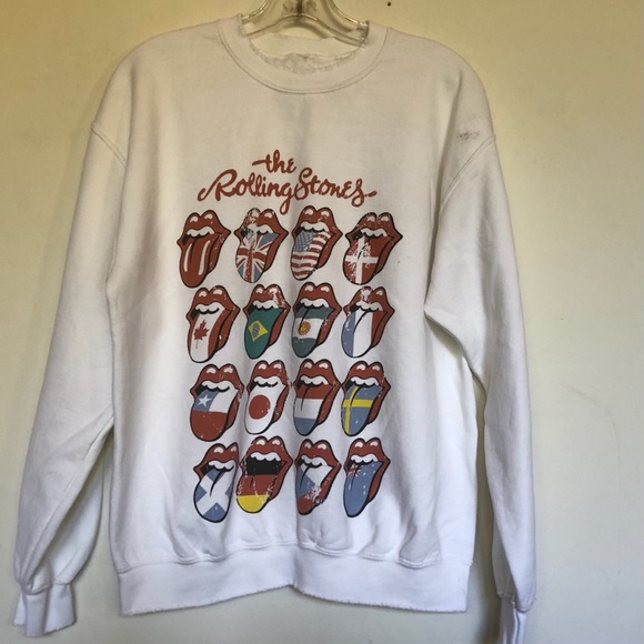The Rolling Stones Lips Distressed  Sweatshirt - Picture 2 of 8